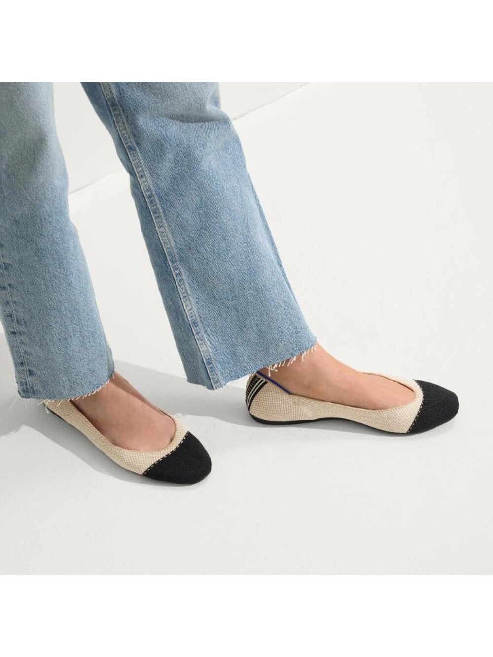 Rothy's Women's Black Beige The Square Slip-On Shoes Squared-Toe Flats Sz 9 2743 - Picture 11 of 16